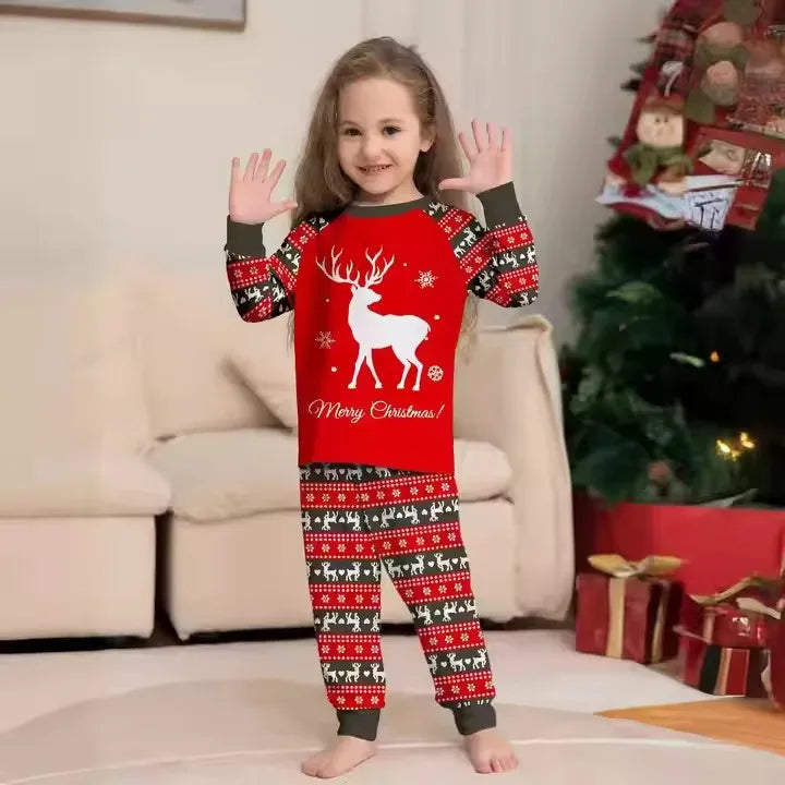 New Winter Reindeer Print Pajama Long Sleeve Homewear Breathable Parent-Child Family Outfit Family Matching Pajamas Pjs Sets