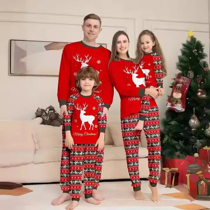 New Winter Reindeer Print Pajama Long Sleeve Homewear Breathable Parent-Child Family Outfit Family Matching Pajamas Pjs Sets