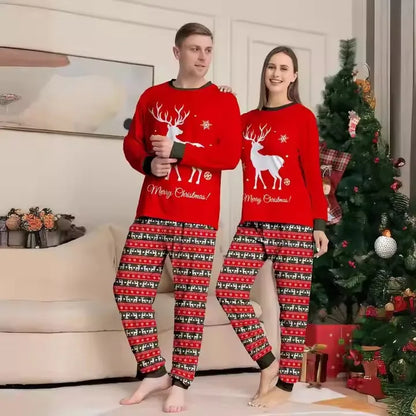 New Winter Reindeer Print Pajama Long Sleeve Homewear Breathable Parent-Child Family Outfit Family Matching Pajamas Pjs Sets
