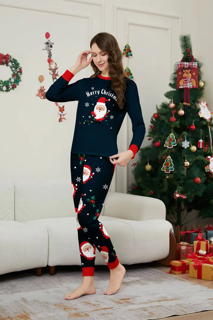 2025 Winter Christmas Family Matching Outfits Santa Print Cute Pajamas Set 2 Pieces Suit Soft Loose Sleepwear Xmas Look Pyjamas