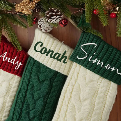 One Vintage Personalized Christmas Stocking with Embroidered Name, Holiday Stocking Gift Bag, Family Christmas Gift