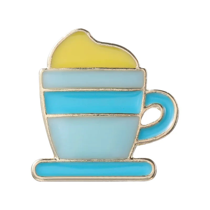 Coffee Cup Enamel Pins  Metal Brooches Fashion Lapel Badge Backpack Clothes Jewelry Gift for Friends