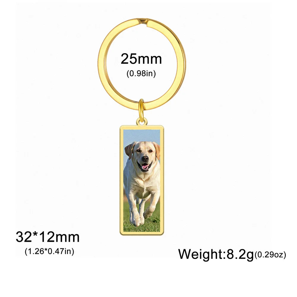 Custom Photo Keychain Women Stainless Steel Keyring Rectangle Heart Shape Personalized Picture Key Holder Jewelry Christmas Gift