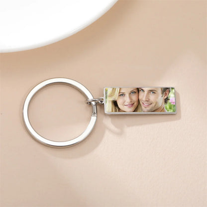 Custom Photo Keychain Women Stainless Steel Keyring Rectangle Heart Shape Personalized Picture Key Holder Jewelry Christmas Gift