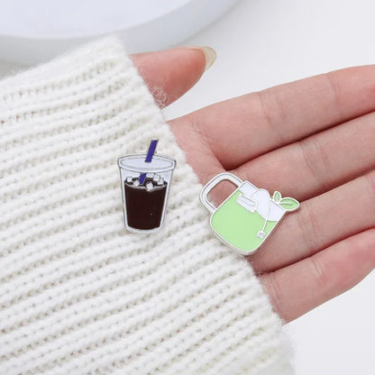 Coffee Cup Enamel Pins  Metal Brooches Fashion Lapel Badge Backpack Clothes Jewelry Gift for Friends