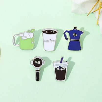 Coffee Cup Enamel Pins  Metal Brooches Fashion Lapel Badge Backpack Clothes Jewelry Gift for Friends
