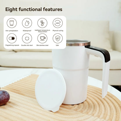 1Pc TYPE-C Rechargeable 155mAh Battery 304 Stainless Steel Automatic Stirring Cup Portable Coffee Mug with Temperature Display