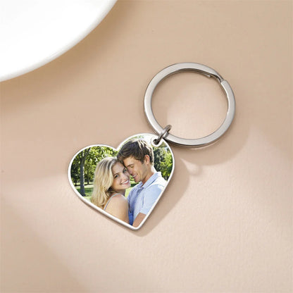 Custom Photo Keychain Women Stainless Steel Keyring Rectangle Heart Shape Personalized Picture Key Holder Jewelry Christmas Gift
