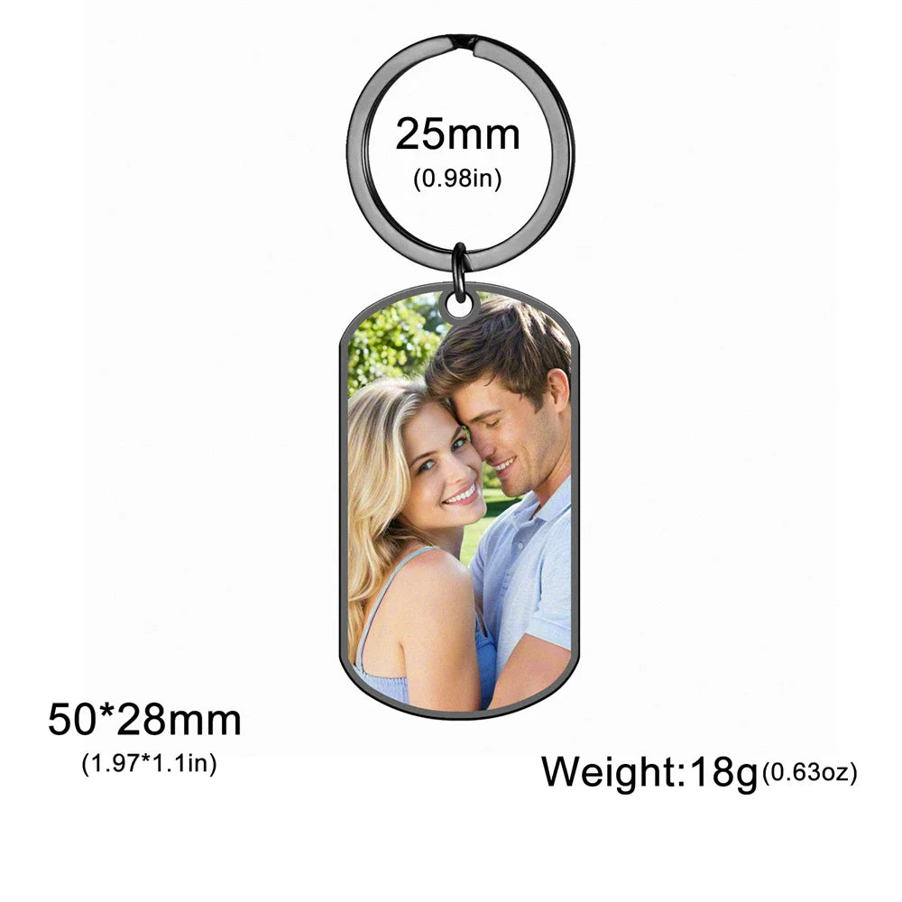 Custom Photo Keychain Women Stainless Steel Keyring Rectangle Heart Shape Personalized Picture Key Holder Jewelry Christmas Gift