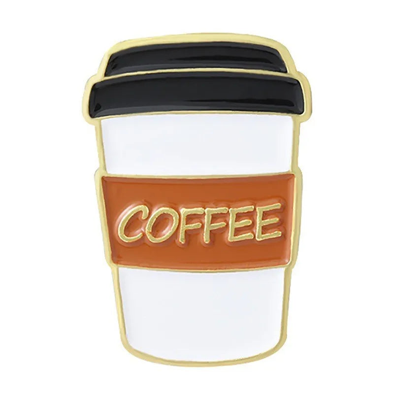 Coffee Cup Enamel Pins  Metal Brooches Fashion Lapel Badge Backpack Clothes Jewelry Gift for Friends