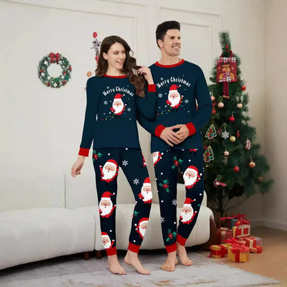 2025 Winter Christmas Family Matching Outfits Santa Print Cute Pajamas Set 2 Pieces Suit Soft Loose Sleepwear Xmas Look Pyjamas