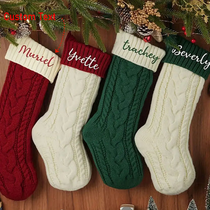 One Vintage Personalized Christmas Stocking with Embroidered Name, Holiday Stocking Gift Bag, Family Christmas Gift