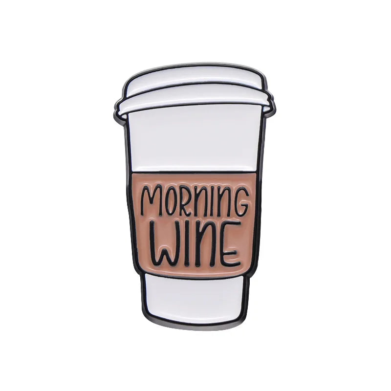 Coffee Cup Enamel Pins  Metal Brooches Fashion Lapel Badge Backpack Clothes Jewelry Gift for Friends