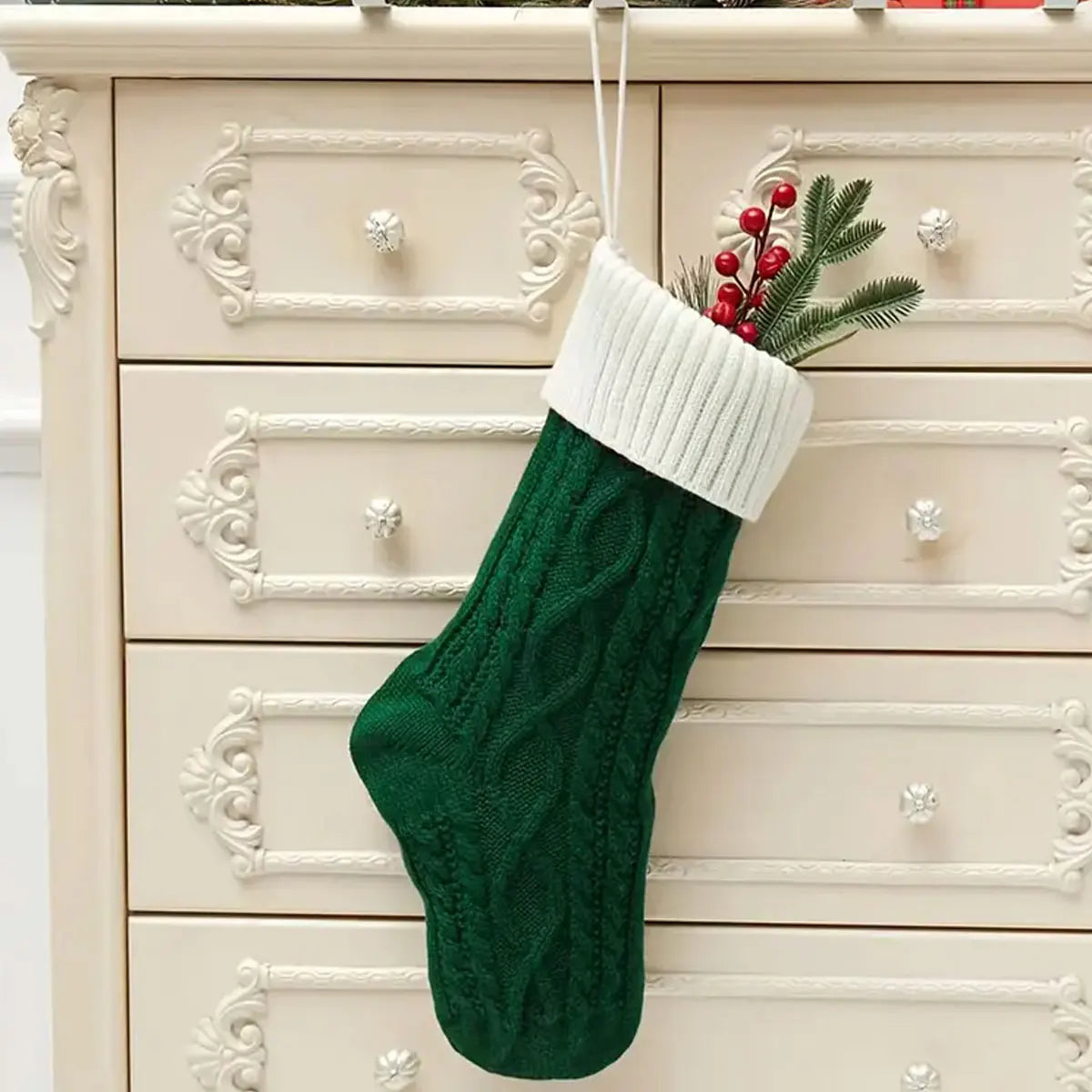 One Vintage Personalized Christmas Stocking with Embroidered Name, Holiday Stocking Gift Bag, Family Christmas Gift