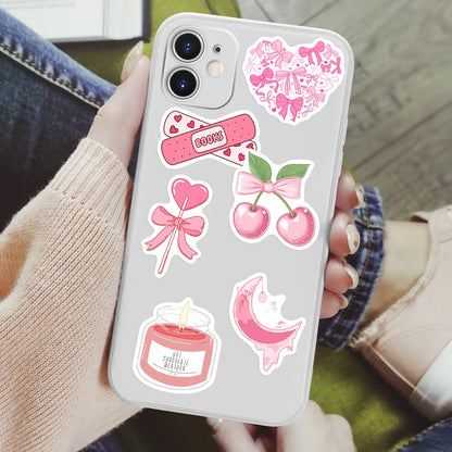 10/30/60Pcs Cartoon Girls Pink Stickers Kid DIY Toys Gift Decorative for Scrapbook Junk Journal Laptop Bottle Guitars Waterproof