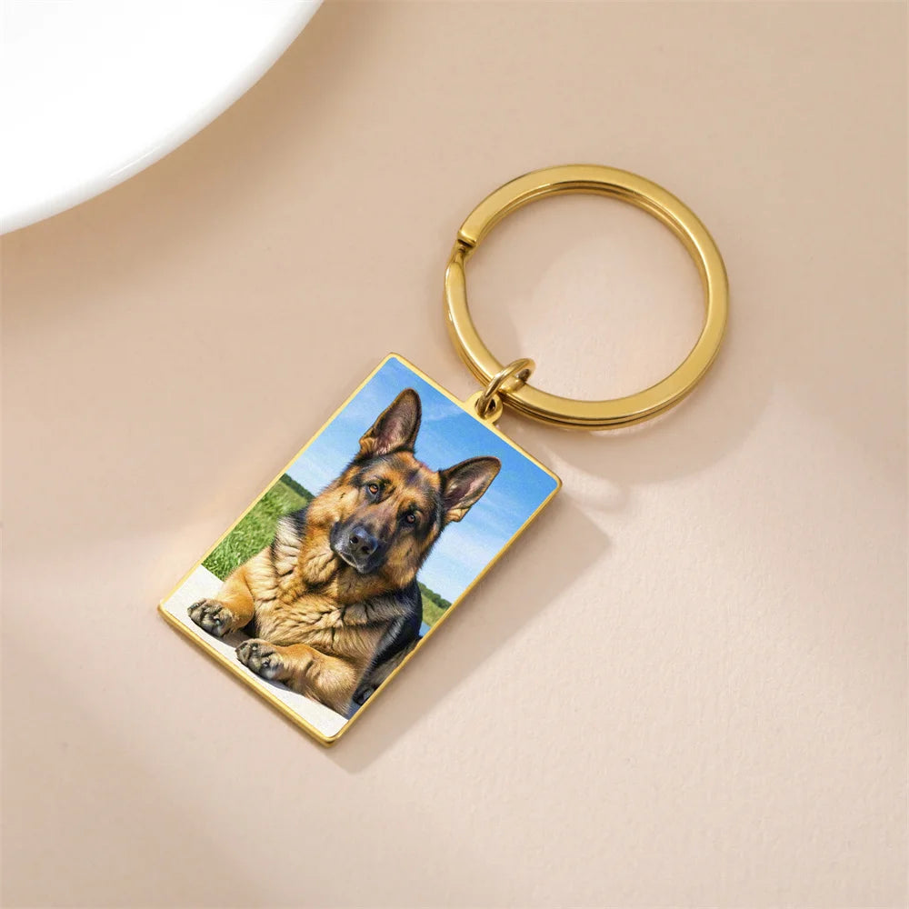 Custom Photo Keychain Women Stainless Steel Keyring Rectangle Heart Shape Personalized Picture Key Holder Jewelry Christmas Gift