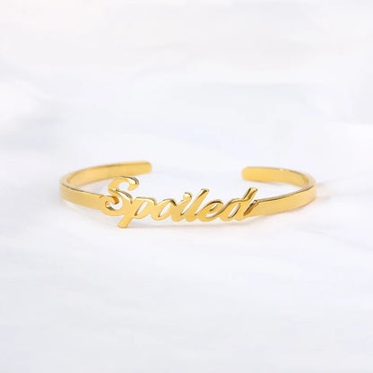 Custom Cute Baby Child Name Bangles Hand Jewelry Stainless Steel Gold Color Nameplate Cuff Bangles Best Gifts For Kids
