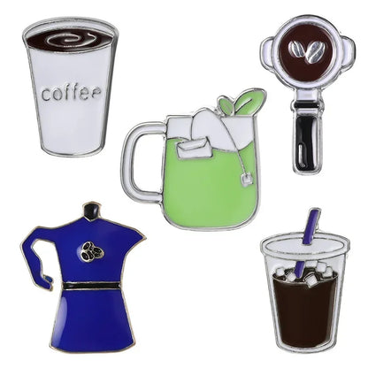 Coffee Cup Enamel Pins  Metal Brooches Fashion Lapel Badge Backpack Clothes Jewelry Gift for Friends