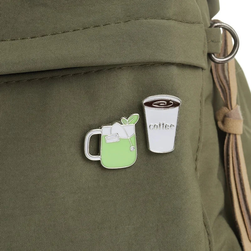 Coffee Cup Enamel Pins  Metal Brooches Fashion Lapel Badge Backpack Clothes Jewelry Gift for Friends