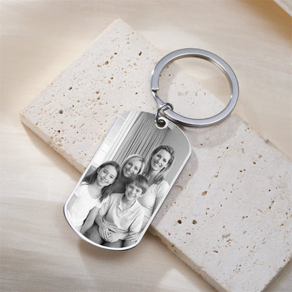 Custom Photo Keychain Women Stainless Steel Keyring Rectangle Heart Shape Personalized Picture Key Holder Jewelry Christmas Gift