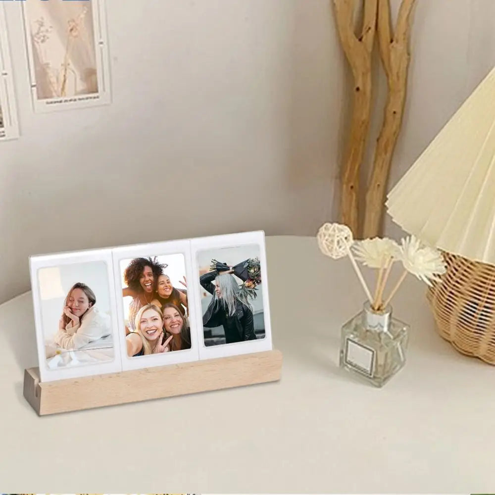 3 in 1 Photo Frame Instant Camera Acrylic LED Light 3 inch Picture Holder Photo Table for Fujifilm/Polaroid Desktop Decor