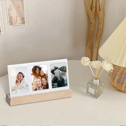 3 in 1 Photo Frame Instant Camera Acrylic LED Light 3 inch Picture Holder Photo Table for Fujifilm/Polaroid Desktop Decor