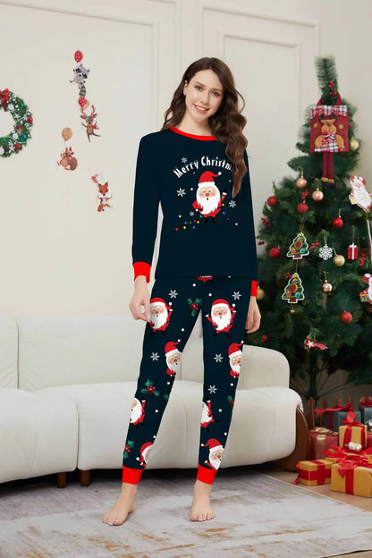 2025 Winter Christmas Family Matching Outfits Santa Print Cute Pajamas Set 2 Pieces Suit Soft Loose Sleepwear Xmas Look Pyjamas