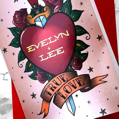 Personalised Tattoo Flash Couples' Card