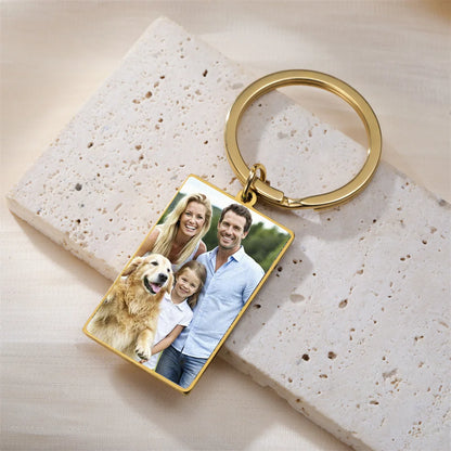 Custom Photo Keychain Women Stainless Steel Keyring Rectangle Heart Shape Personalized Picture Key Holder Jewelry Christmas Gift