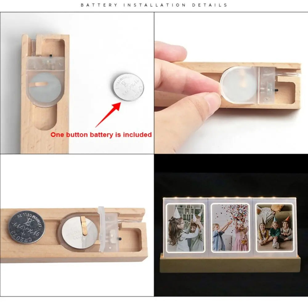 3 in 1 Photo Frame Instant Camera Acrylic LED Light 3 inch Picture Holder Photo Table for Fujifilm/Polaroid Desktop Decor