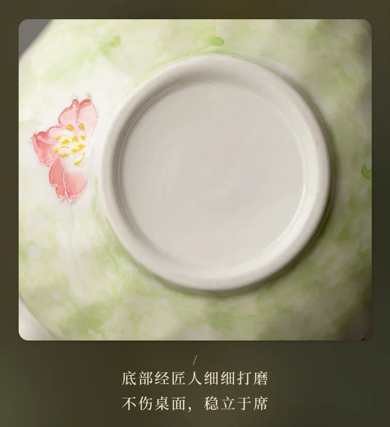 1-8PCS Hand Drawn Flowers Matcha Tea Set Japanese Matcha Gift Box Matcha Bowl Baibenli Tea Bowl Whisk Ceramic Teaset Tool Sets