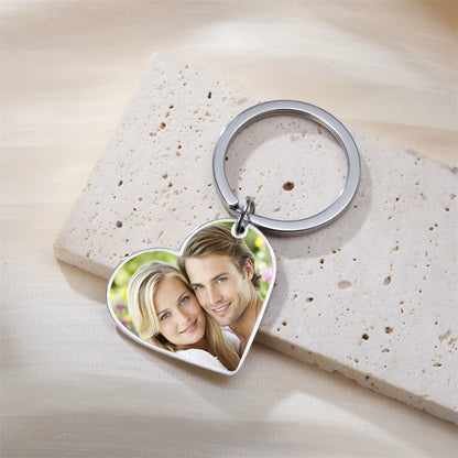 Custom Photo Keychain Women Stainless Steel Keyring Rectangle Heart Shape Personalized Picture Key Holder Jewelry Christmas Gift
