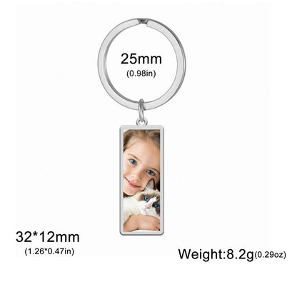 Custom Photo Keychain Women Stainless Steel Keyring Rectangle Heart Shape Personalized Picture Key Holder Jewelry Christmas Gift