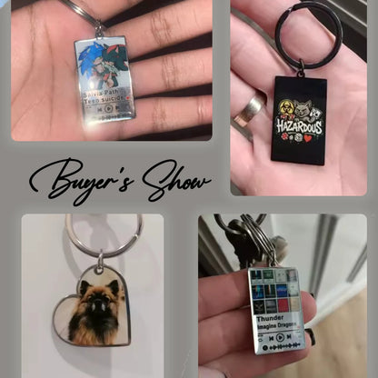 Custom Photo Keychain Women Stainless Steel Keyring Rectangle Heart Shape Personalized Picture Key Holder Jewelry Christmas Gift