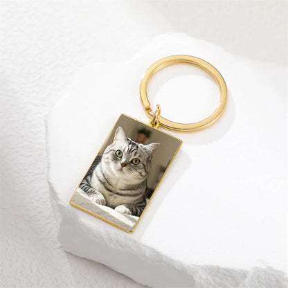 Custom Photo Keychain Women Stainless Steel Keyring Rectangle Heart Shape Personalized Picture Key Holder Jewelry Christmas Gift