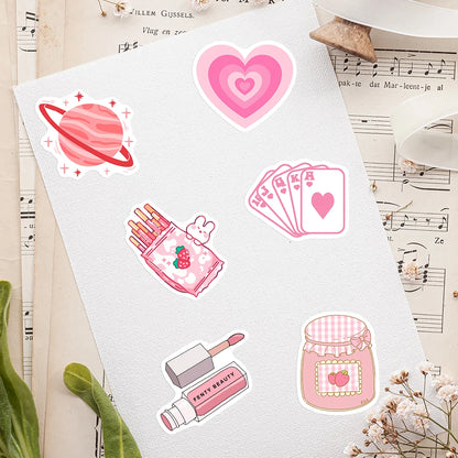 10/30/60Pcs Cartoon Girls Pink Stickers Kid DIY Toys Gift Decorative for Scrapbook Junk Journal Laptop Bottle Guitars Waterproof