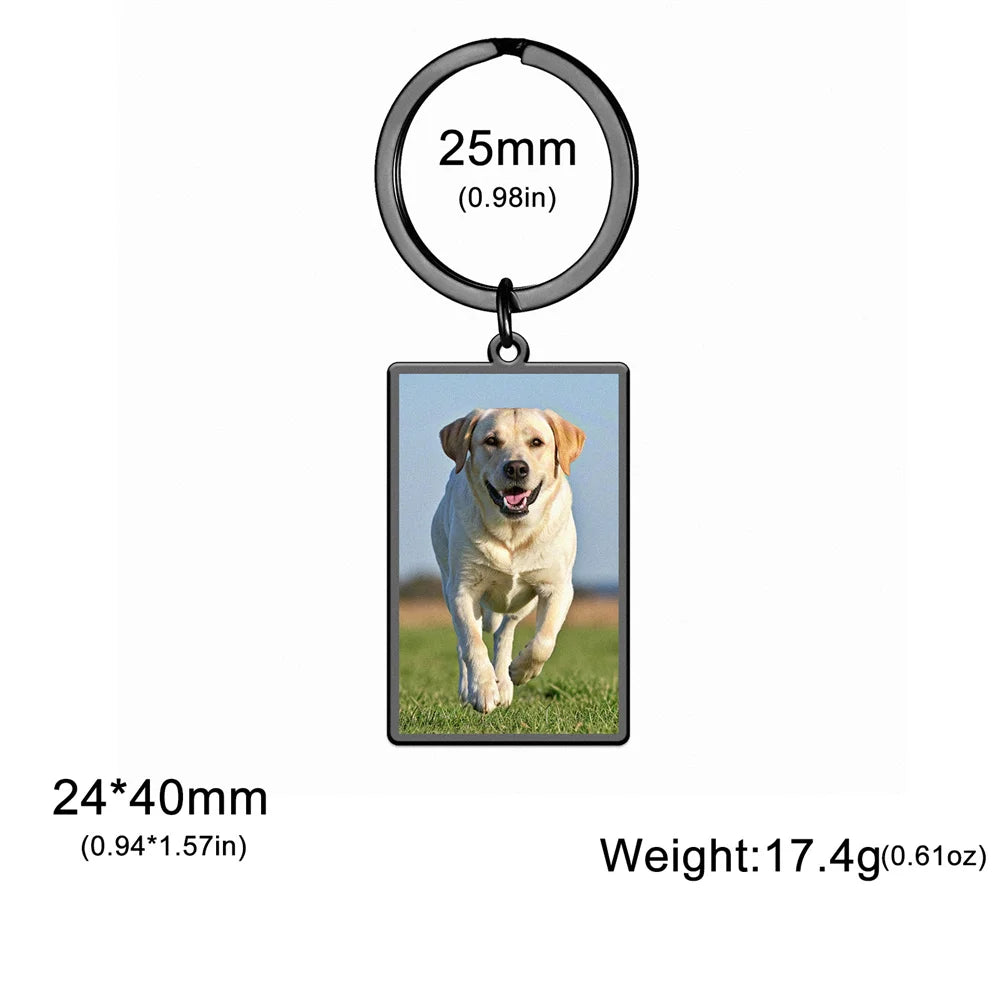 Custom Photo Keychain Women Stainless Steel Keyring Rectangle Heart Shape Personalized Picture Key Holder Jewelry Christmas Gift