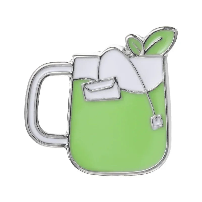 Coffee Cup Enamel Pins  Metal Brooches Fashion Lapel Badge Backpack Clothes Jewelry Gift for Friends
