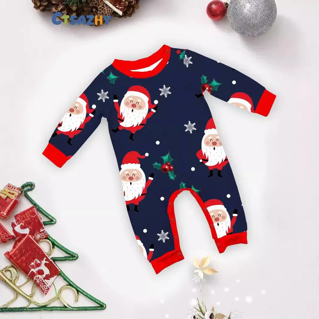 2025 Winter Christmas Family Matching Outfits Santa Print Cute Pajamas Set 2 Pieces Suit Soft Loose Sleepwear Xmas Look Pyjamas