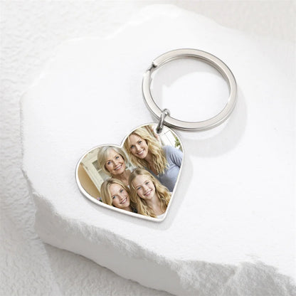 Custom Photo Keychain Women Stainless Steel Keyring Rectangle Heart Shape Personalized Picture Key Holder Jewelry Christmas Gift