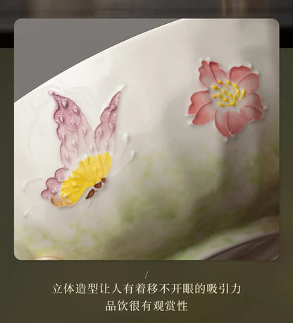 1-8PCS Hand Drawn Flowers Matcha Tea Set Japanese Matcha Gift Box Matcha Bowl Baibenli Tea Bowl Whisk Ceramic Teaset Tool Sets