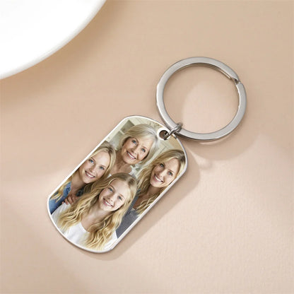 Custom Photo Keychain Women Stainless Steel Keyring Rectangle Heart Shape Personalized Picture Key Holder Jewelry Christmas Gift